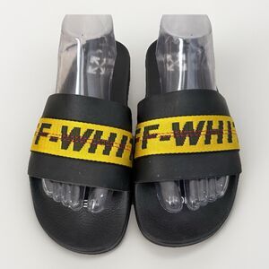 Off-White Industrial Sandals Black Pool Beach Logo Tape Slides Men’s 42/8.5-9